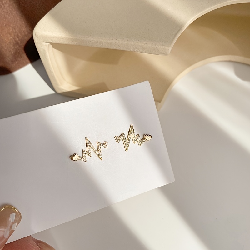 TEMU Un par de pendientes de dije con diseño de ECG, fácil de usar, elegantes, e individuales, regalos para damas, joyería de aleación de calidad,