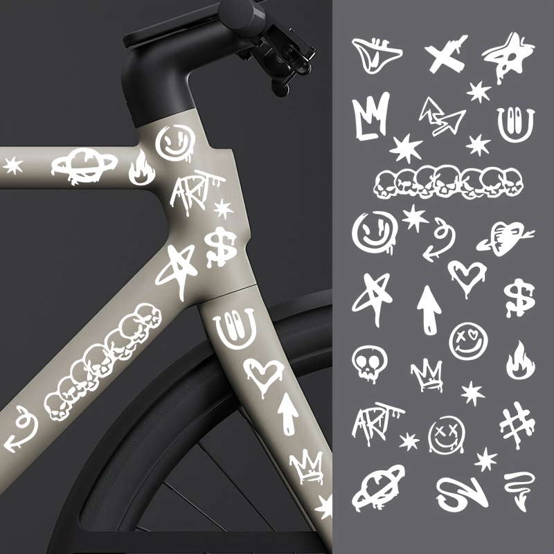 2d Flat, 35pcs 2d Flat Sticker Sheet, Graffiti Diy Bicycle Frame Protective Sticker, Motorcycle Sticker, Laptop Sticker, Helmet Sticker, 2d Flat