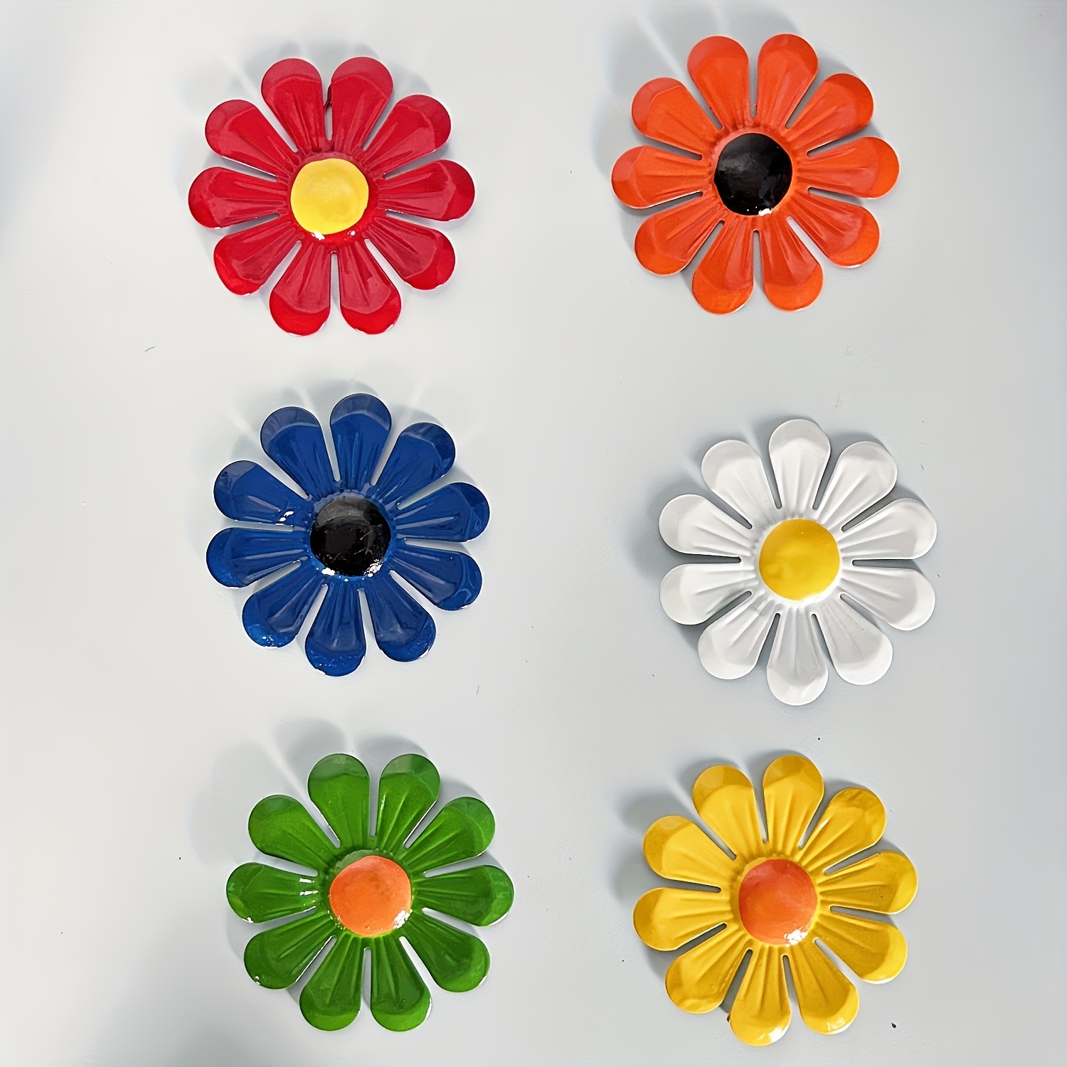 TEMU [2.5d] 6pcs Metal Flowers Wall Decor Garden Decor, Metal Flower Sunflower Wall Art Hanging Decoration Daisy Ornament For Indoor Living Room