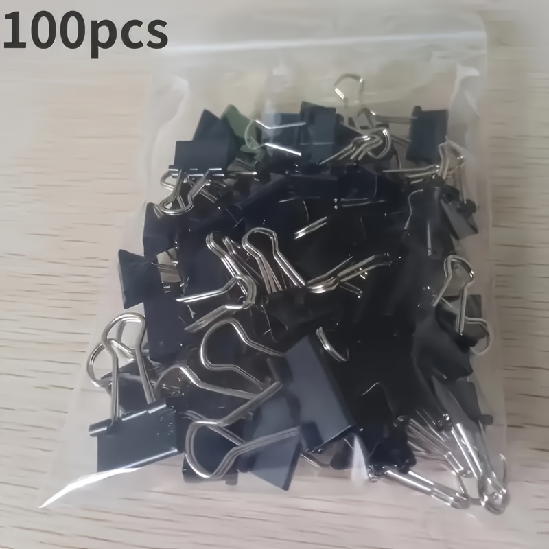 TEMU 100 Medium Binder Clips, Durable Metal, 5/8 Inch, For Office, Classroom And Teacher