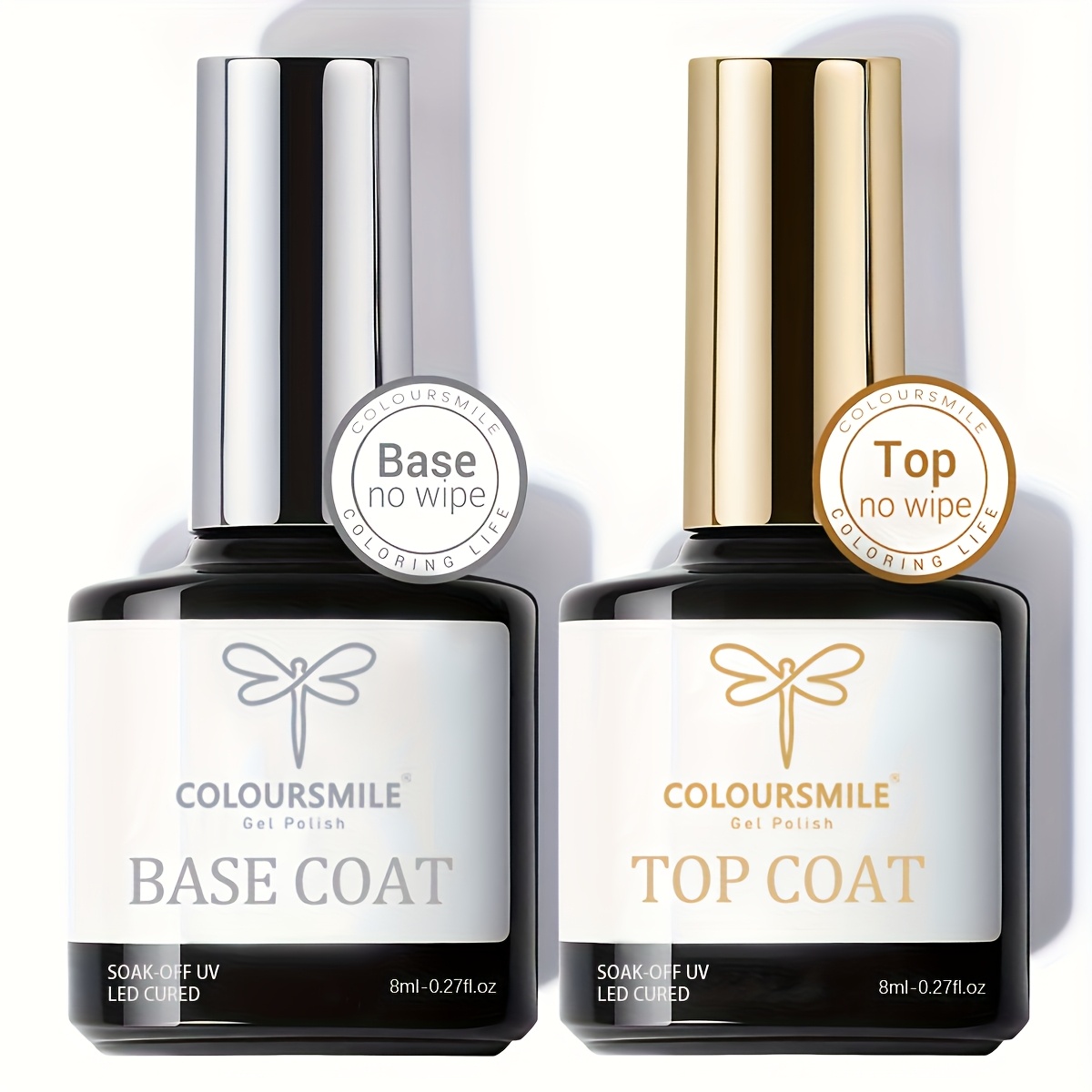 Gel Polish And Base Coat 2pcs Nail Polish Set Shine Effect Long-lasting Soak-off Nail Polish Perfect Gift For Women