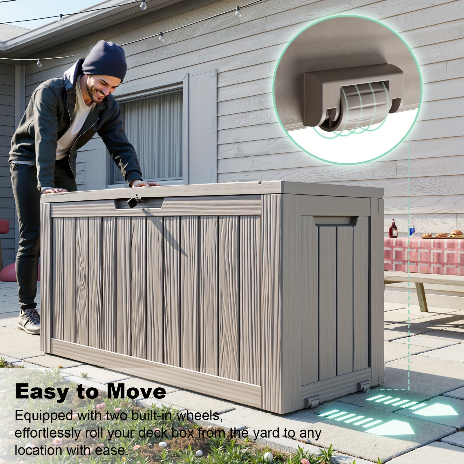 xxl 80 gallon lockable resin deck box weatherproof outdoor Temu