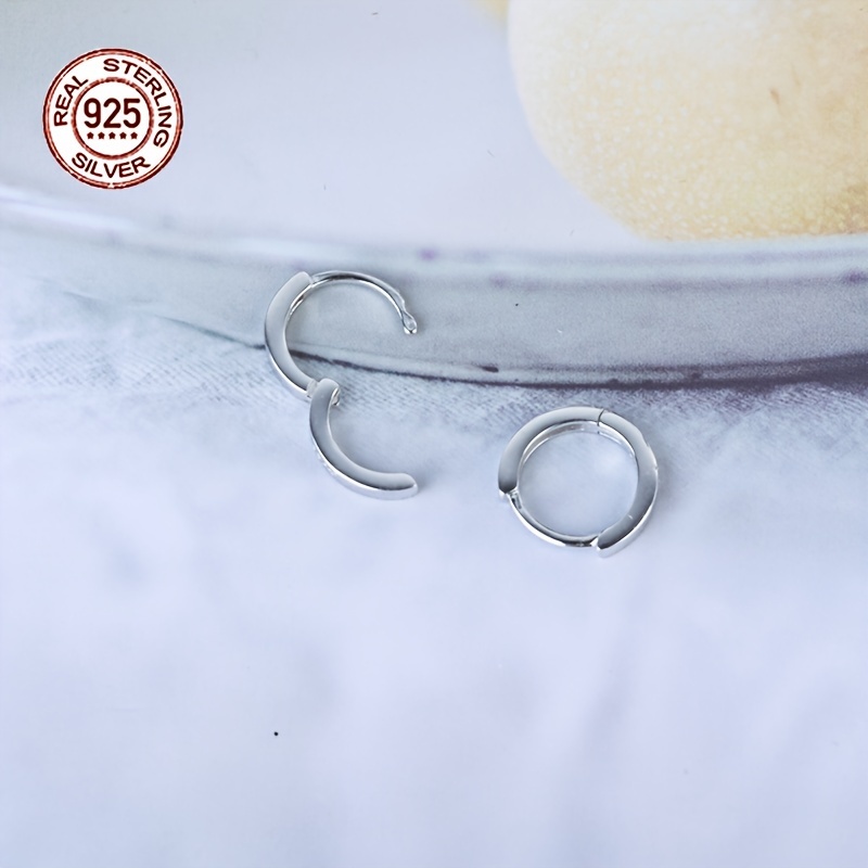 Men's Classic Round Stud Earrings, 925 Sterling Silver