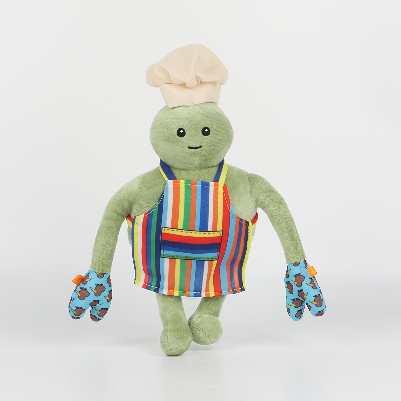 Image of Animated Chef Plush Toy With Fabric Apron & Hat Embroidered Face Kawaii Stuffed Animal For Kids