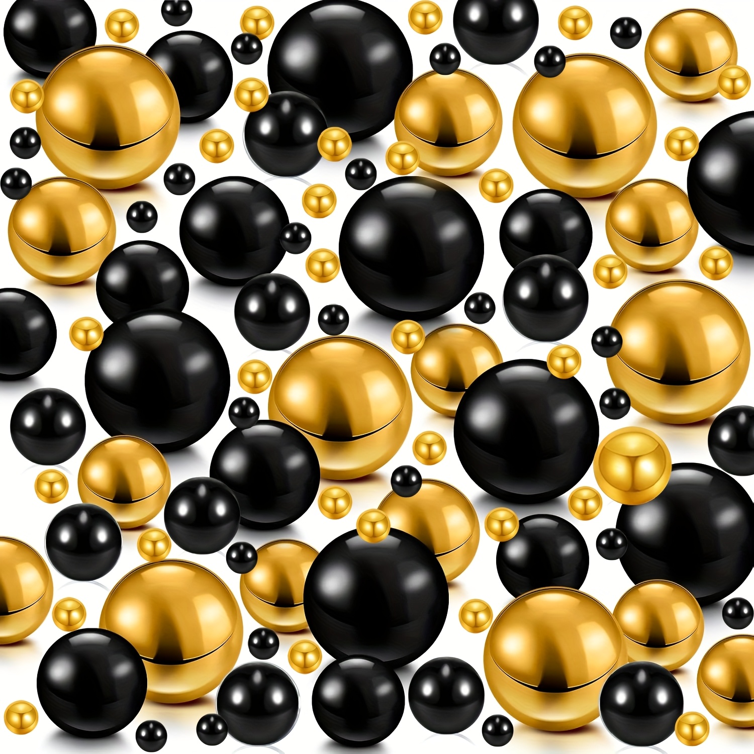 Image of 1360pcs Vase Filler Pearls Vase Makeup Beads No Hole Gloss Bead Mixed Sizes Round Pearl For Home Party Wedding Decor, Black Beads, Black And Decorations, Pearls For Centerpieces Vases