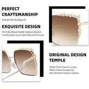 oversized square sunglasses for women luxury faux pearl design gradient sun shades for vacation beach party details 3