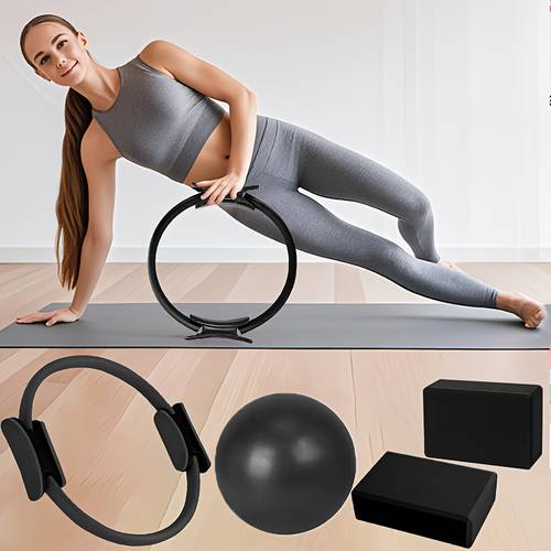 4pcs all in pilates pilates ring stability ball 2 yoga blocks perfect christmas gift for women men complete fitness equipment