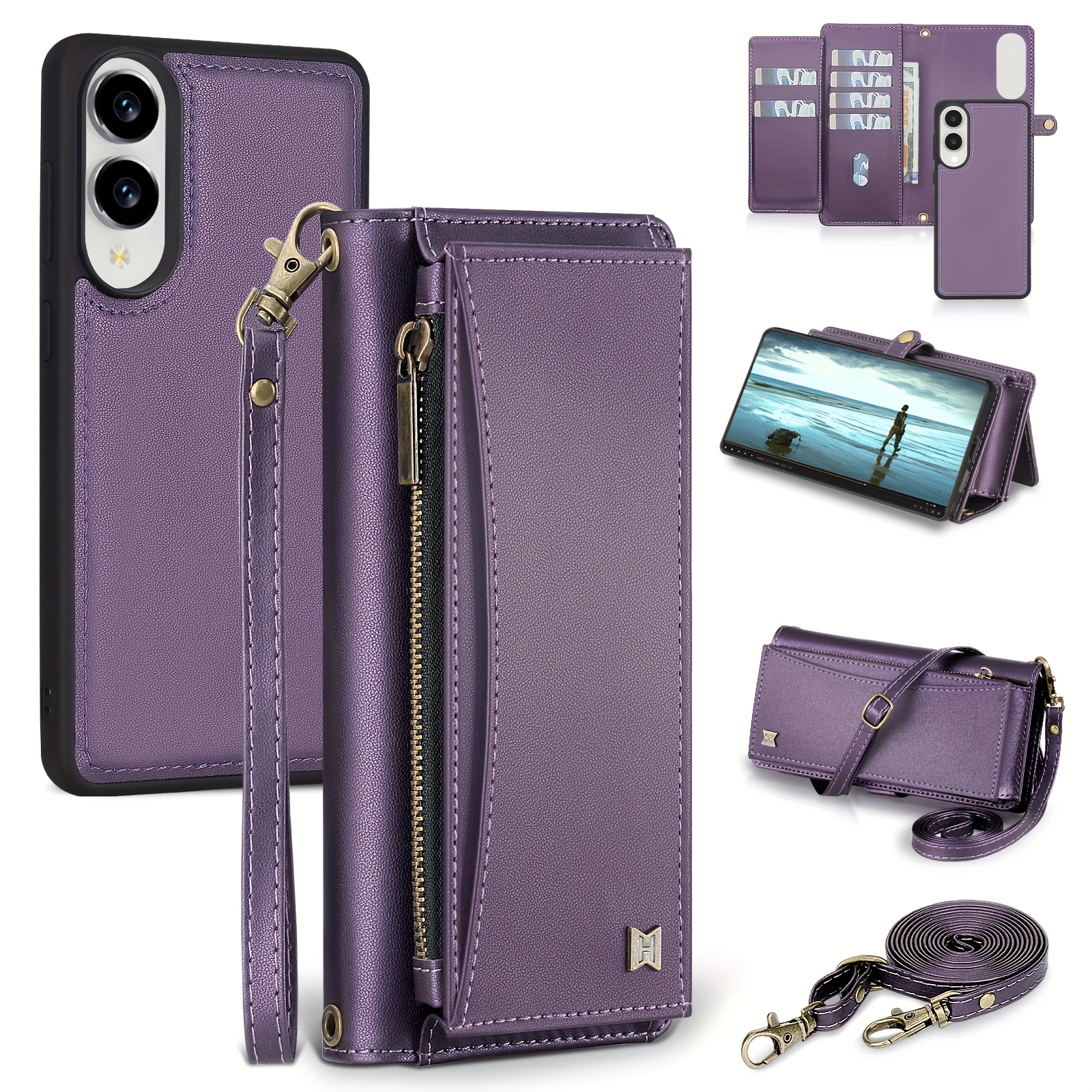 Portefeuille Magnétique Flip Cuir Synthétique Pour Apple | Etui Portefeuille Carte Support Kickstand