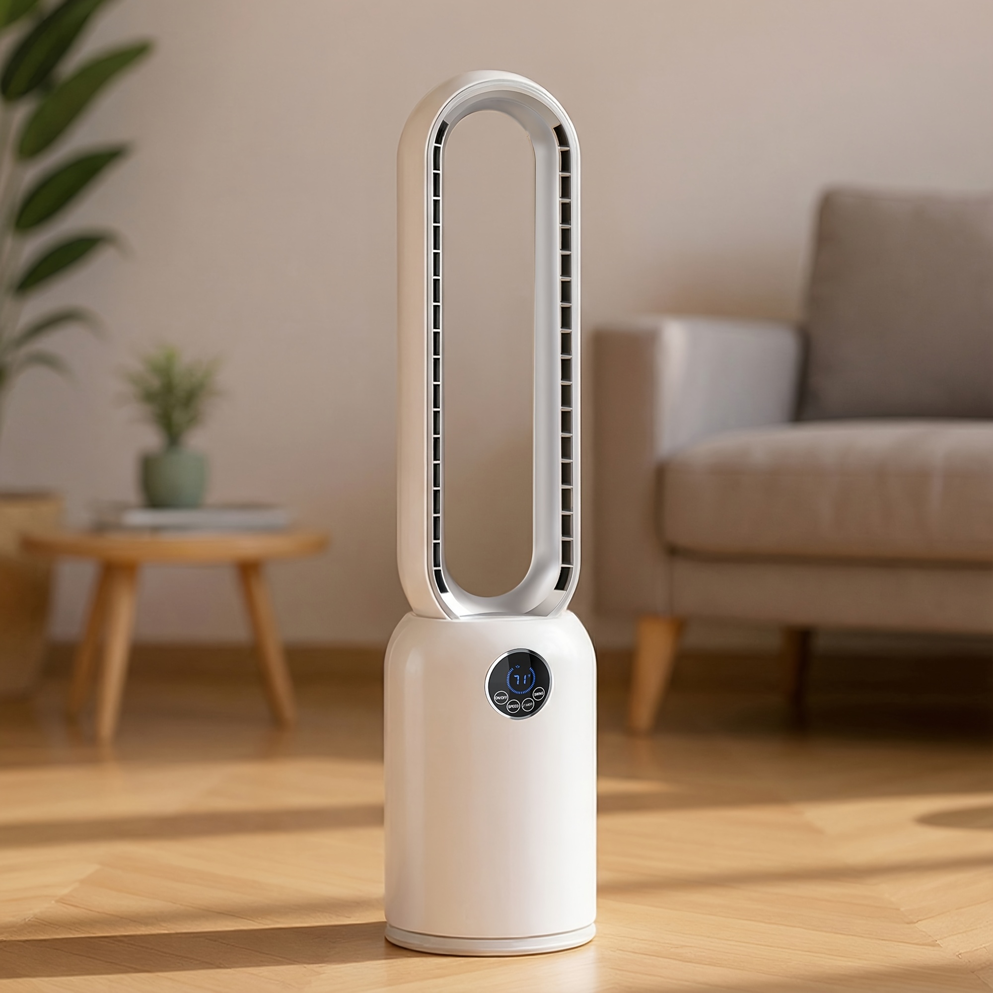 TEMU 36" Bladeless Tower Fan With Remote, 90° Oscillating Bladeless Fans, 24 , 12h Timer, Max 26ft/ S, Portable Standing Fan With Touch Led Display,
