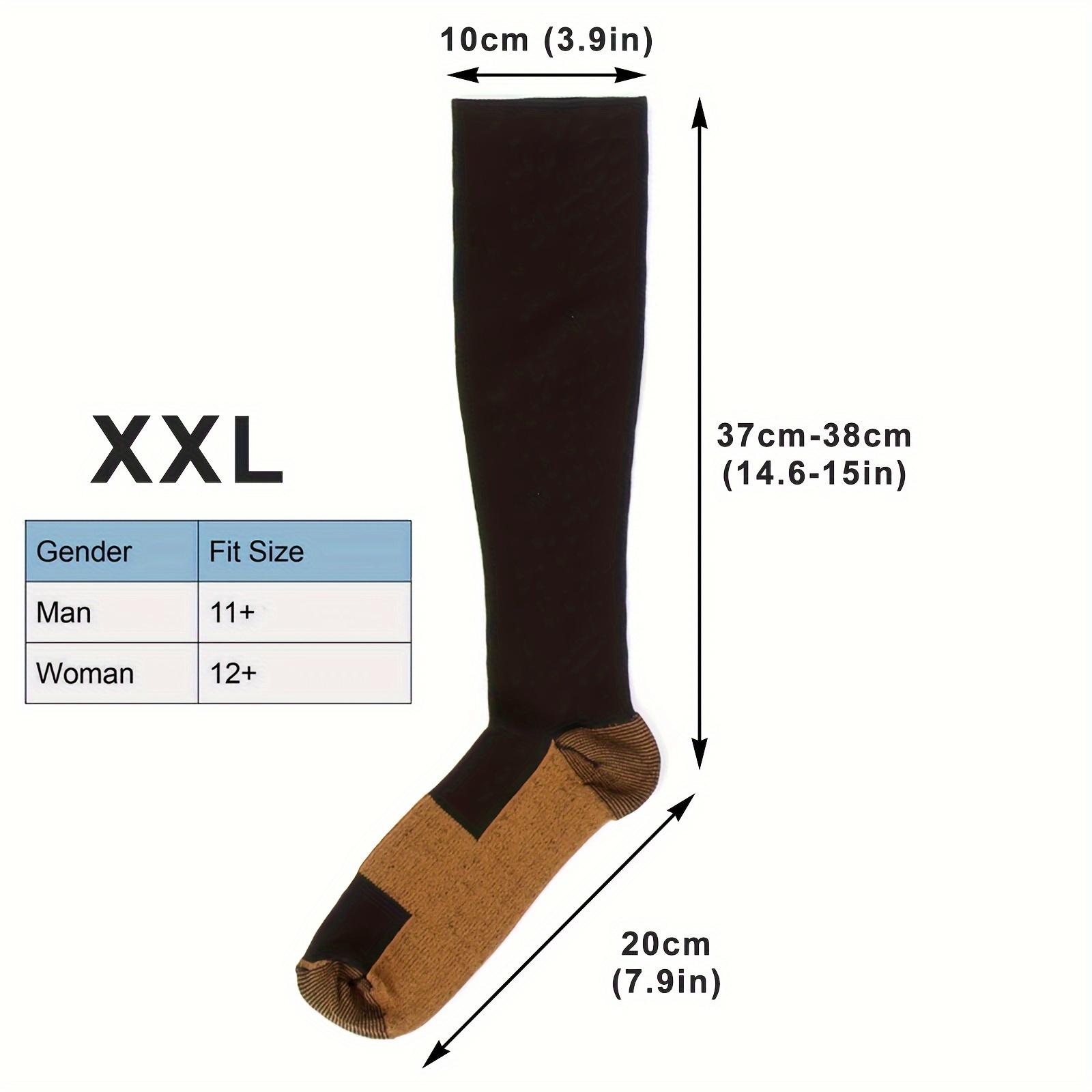 TEMU 4 Pairs Copper Compression Socks Men And Women Sports Socks For Sports, Running, Hiking