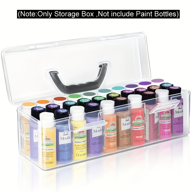 TEMU 1pc Transparent Acrylic Calligraphy Paint Storage Box - Rectangular Art Supply Organizer, Suitable For Studio, Handcraft Paints, Markers,