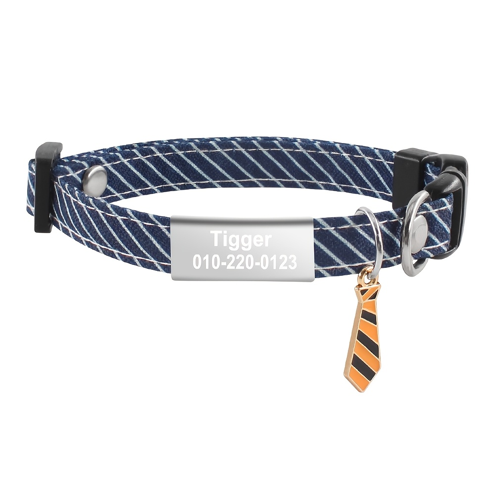TEMU Collares para gatos personalizables con placa de identificación de acero inoxidable, personalizados con y número de teléfono para pérdidas.