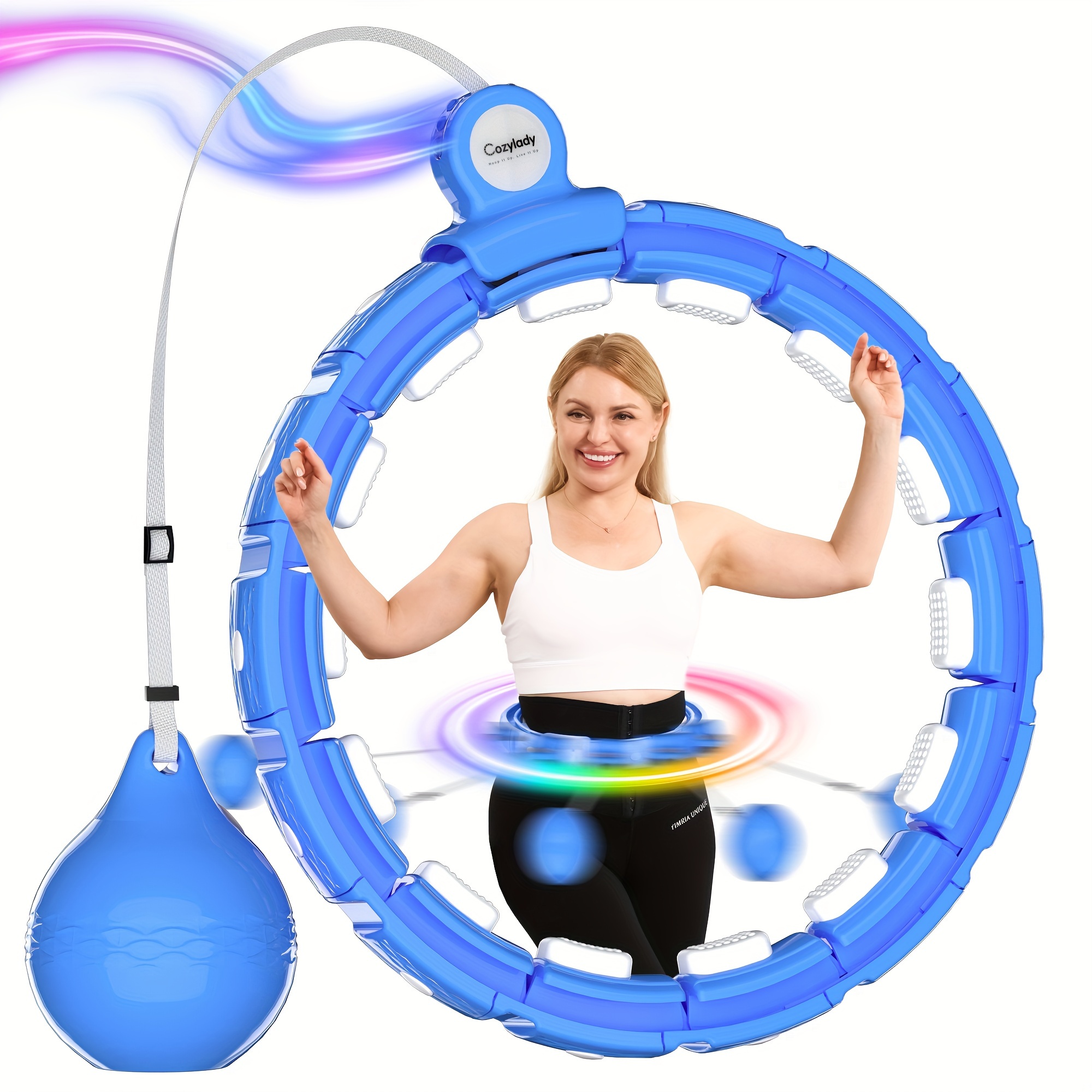 18 Adjustable Infinity Hoop Plus Size, 50.39inch Smart Weighted Fitness  Hoops For Adults Weight, Loss Quiet Infinity Hoop With Ball