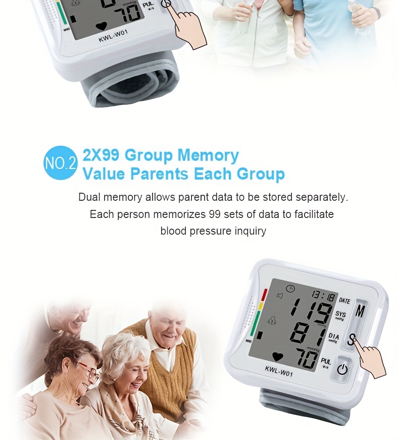 w01 wrist   bp blood pressure meter stethoscope   precise measurement lcd display voice broadcast suitable for high and low blood pressure heart rate irregular detection battery not included Product details 6