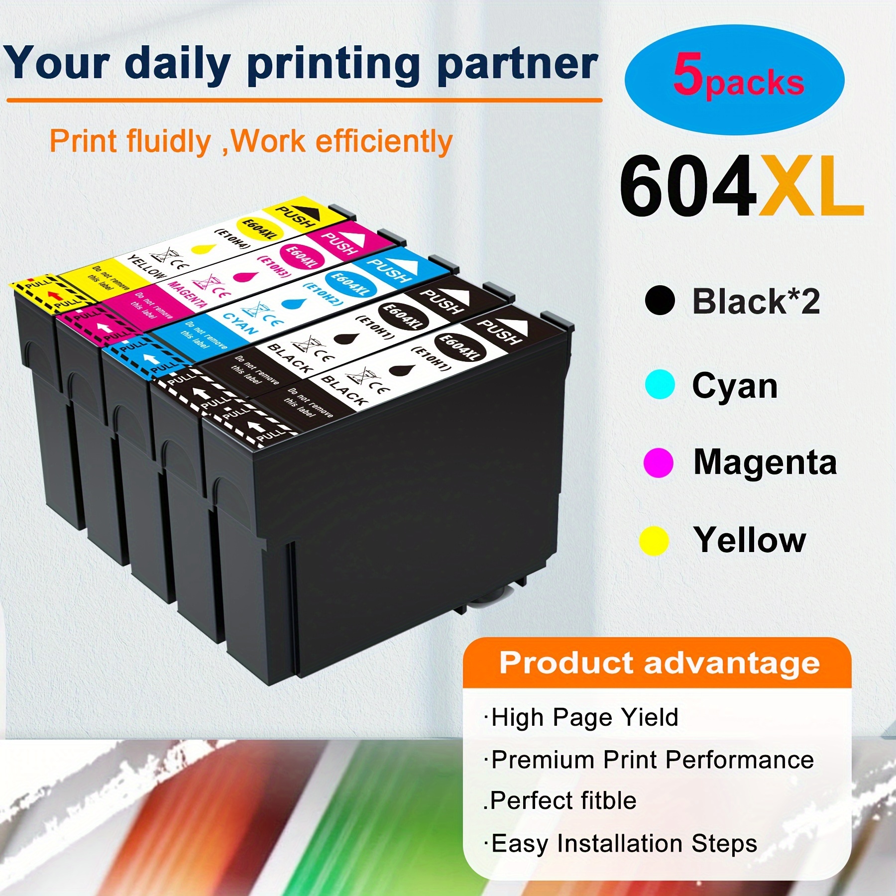 

4/5pcs 604 Xl Cartridges Compatible With 604 Ink Cartridge Compatible For Xp2200 Ink Cartridges For Xp 2205 Xp-3200 Workforce Wf-2910 Wf-2930