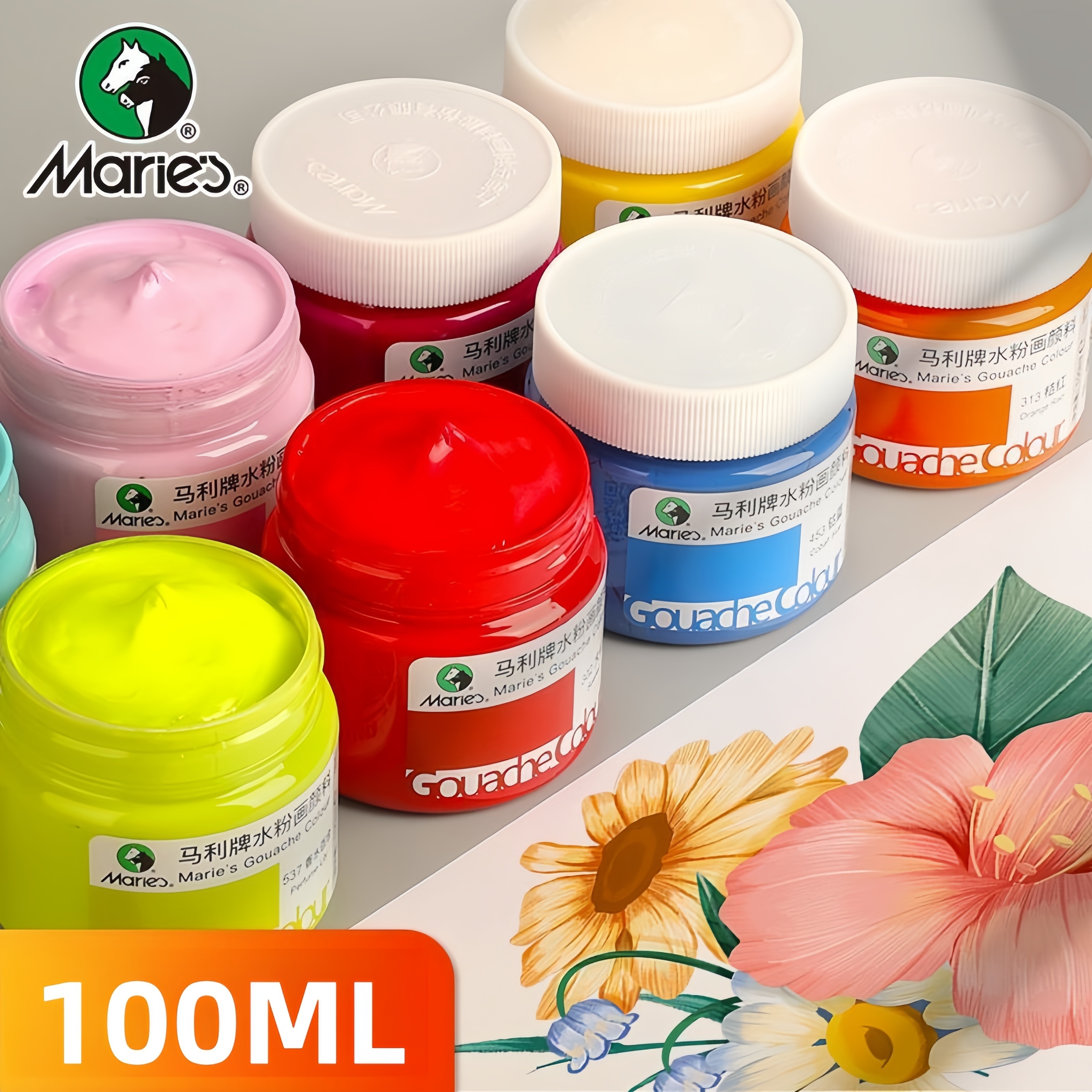 

Marie's 100ml Acrylic Paint Set - Gel, Bottle, No Components, Waterproof, Sunproof, Non-fading, Suitable For Wall Painting, Grooming, And Student Artwork