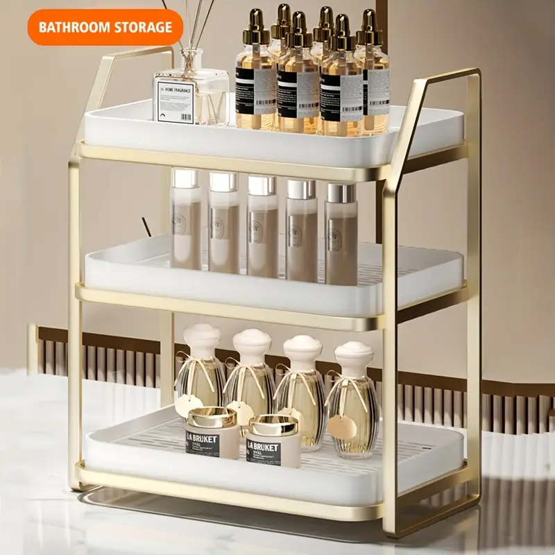 expandable double layer kitchen organizer rack golden metal frame with white plastic bins cup storage drainage coffee tea display shelf cutlery holder for countertop or cabinet multi purpose design cup display shelf solution functional design kitchen organizers and storage utility racks Product details 3