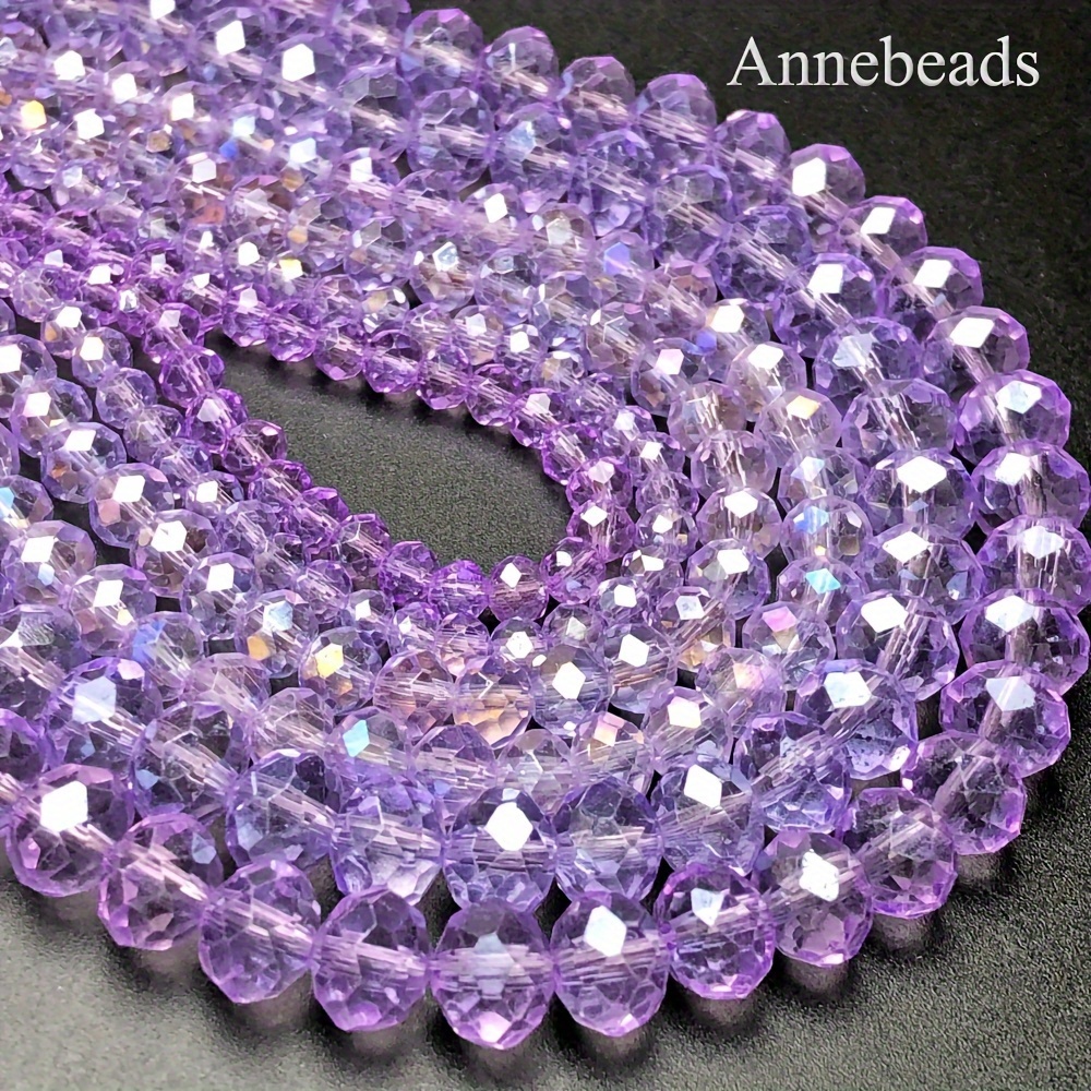 

Annebeads 4/6/8mm Crystal Purple Spacer Beads For Diy Bracelet & Jewelry Making - Bulk Pack, Ideal For Necklaces, Earrings, And Clothing Embellishments