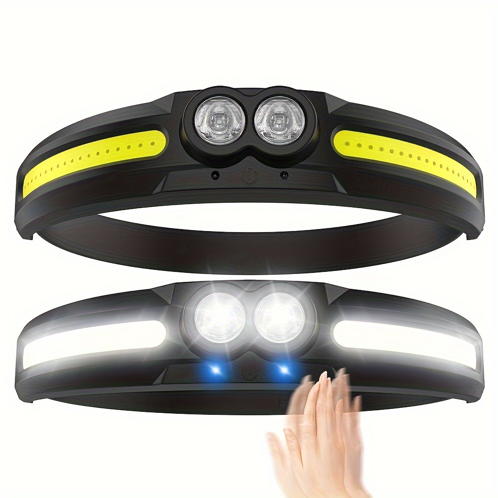

Rechargeable Led Headlamp With Motion Sensor, Adjustable Headband, 4 Light Modes, Usb Charging, For Camping, Running, Outdoor Hands-free Flashlight