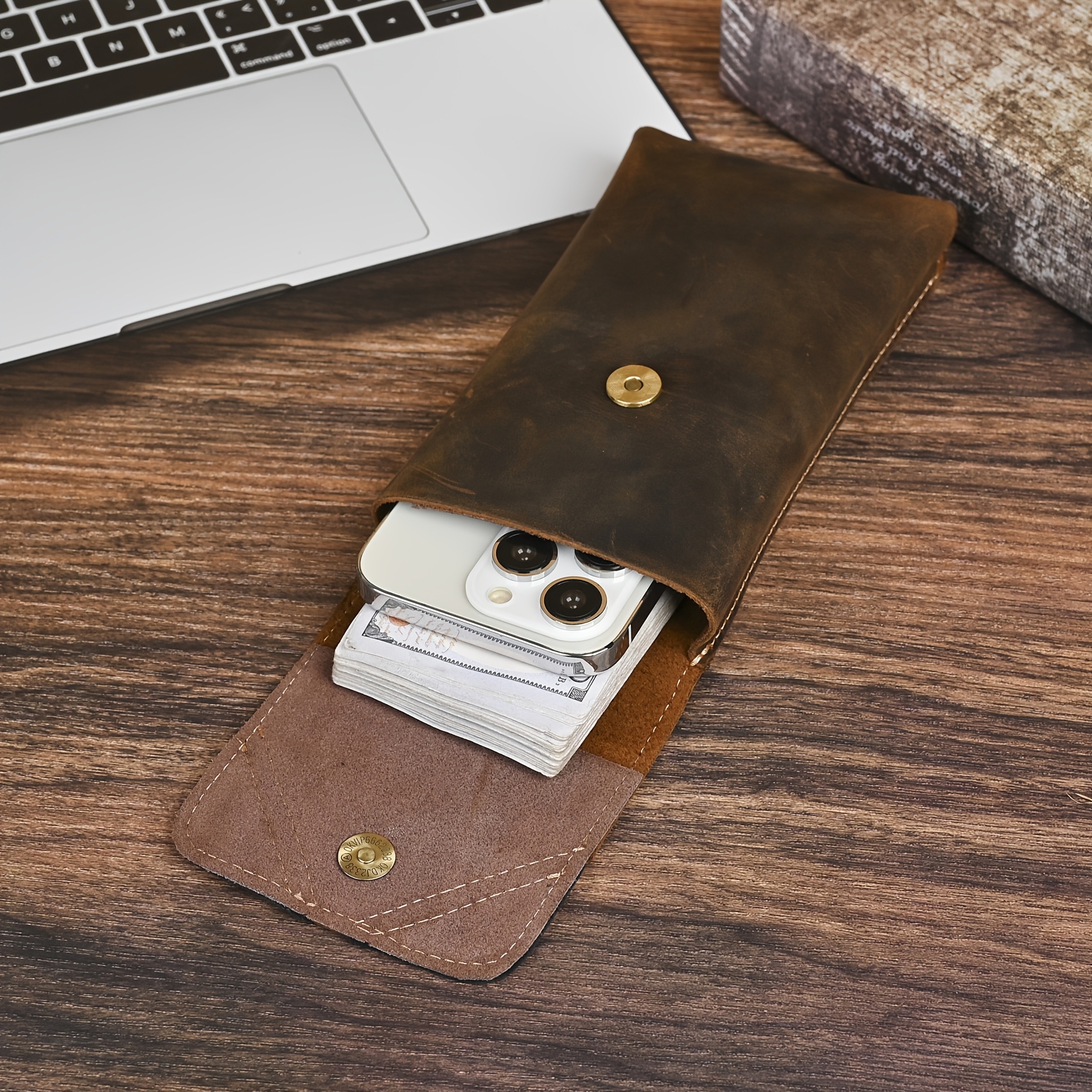 Top Cow Exotic Horse Leather Men's Retro Phone Case
