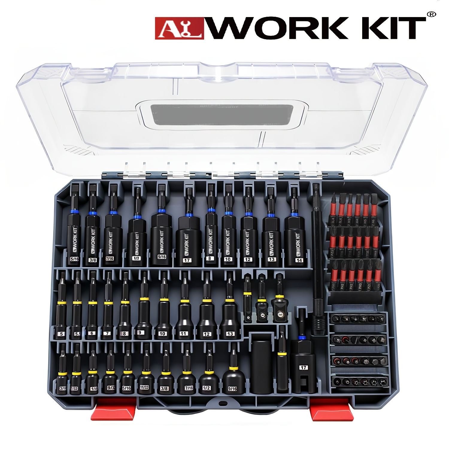 TEMU 80pcs Impact Magnetic Nut Driver Set | Sae/metric, Socket Adapters, Bit Holder, Wing Nut Driver, Universal Sockets, Quick Release Extension,