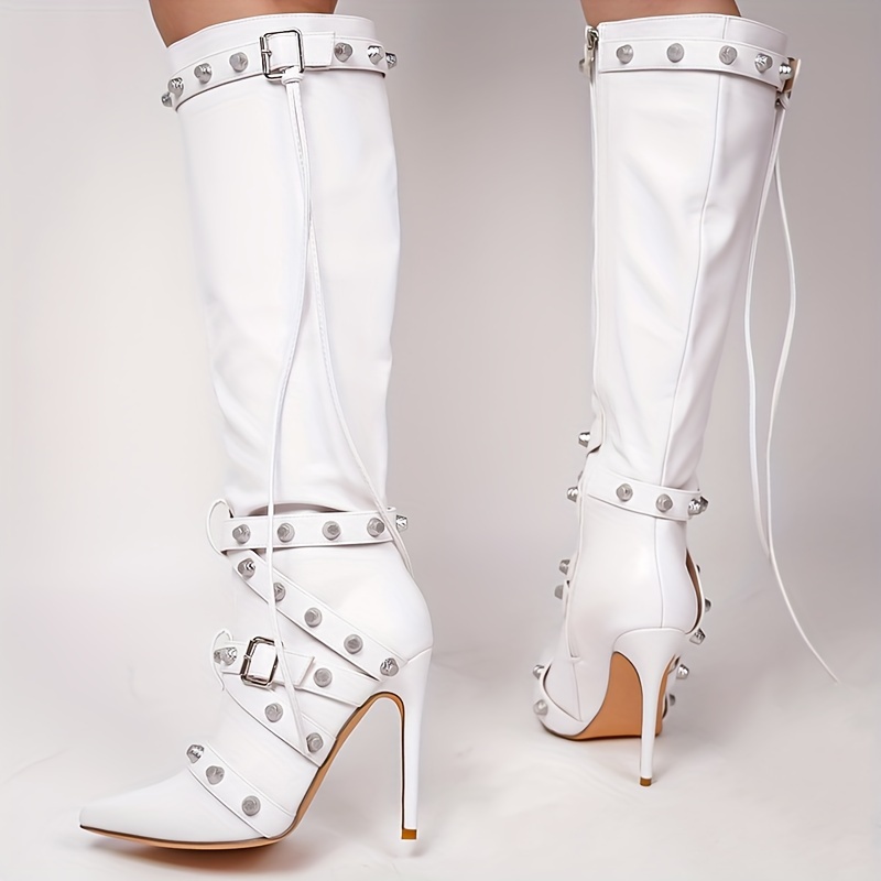 White knee high boots fancy clearance dress