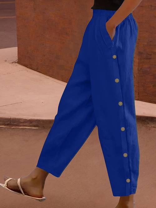 womens 2pcs elastic waist straight leg pants button up casual trousers with pockets stretch for elegant daily outfits lounge wear