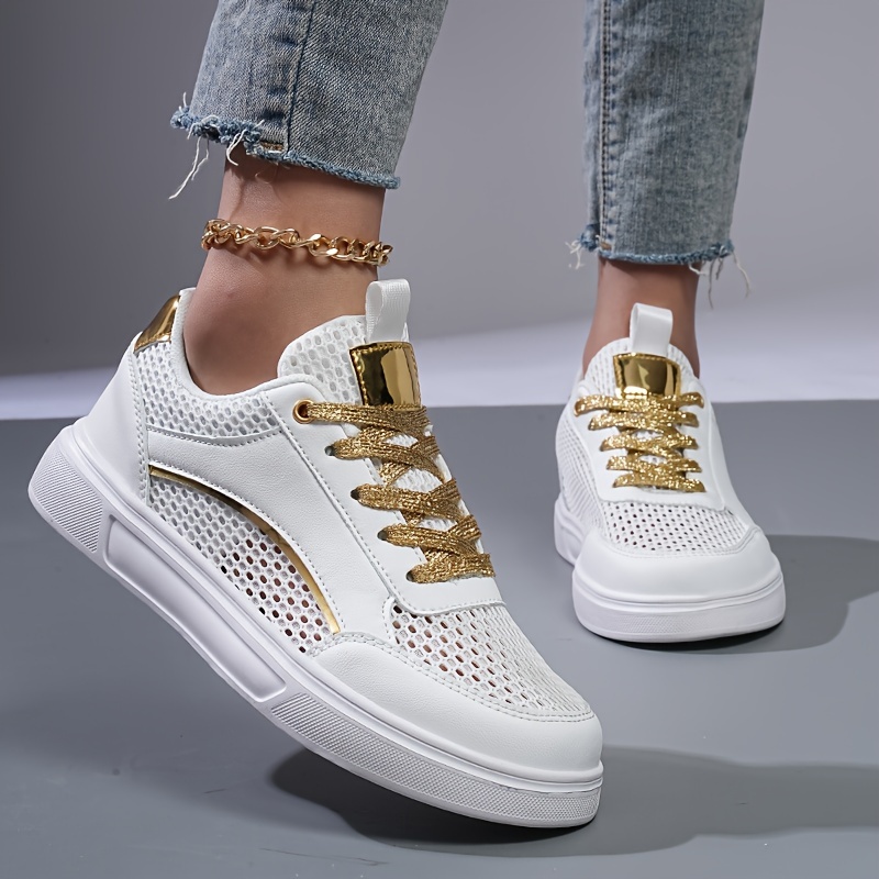 

Breathable Mesh Women's Sports Shoes, Fashionable Casual Shoes, Lace-up, Non-slip, Walking Shoes, Classic Skateboard Shoes