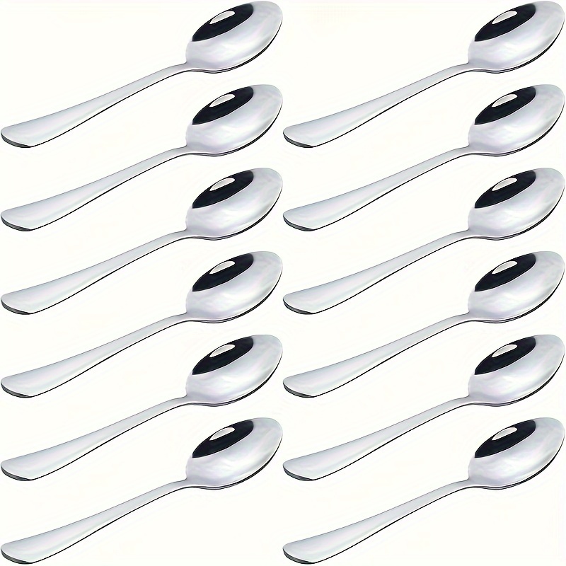 TEMU 6/12 Piece Espresso Spoon Set - Mini , , Stainless Steel , Dessert , Small Sugar , Dishwasher Safe - Essential For Tea And Parties