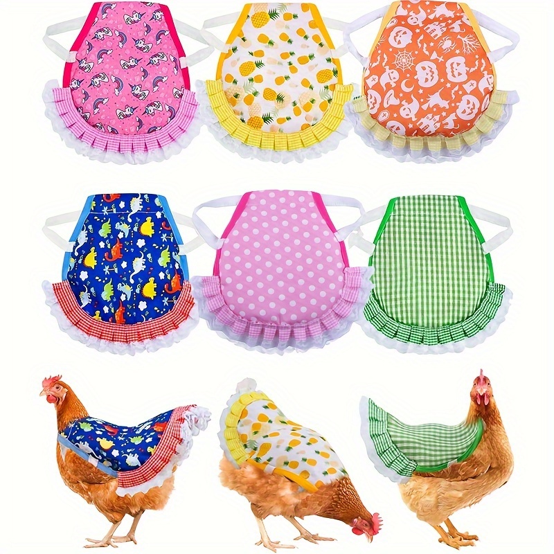 

6pcs Adjustable Chicken With Straps - Breathable, Comfortable Pattern Poultry Vests For Indoor Hens - Protective Wing Back Covers & Feather Guard, Vests, Chicken Harness,