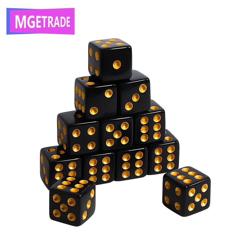 Mgetrade 12pcs Black With Golden Dice - D6 Numbered 1-6,, Acrylic Board Game Accessories For Family Fun, Christmas…: retailer-supplied image