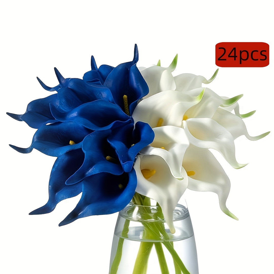 

8pcs, Artificial Calla Lily Flowers, 13.5" Fake Flower For Diy Bridal Wedding Bouquet Centerpieces Home Decor, Home Kitchen & Wedding Decor (blue And White)