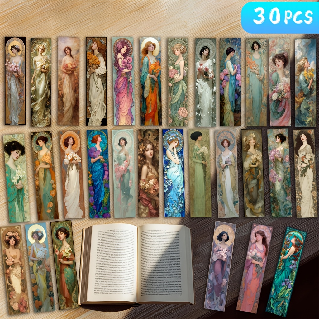 TEMU 30pcs Art Goddess Pattern Bookmark, Fan Gift, Creative Personalized Bookmark, Student Stationery, , Unisex Stationery