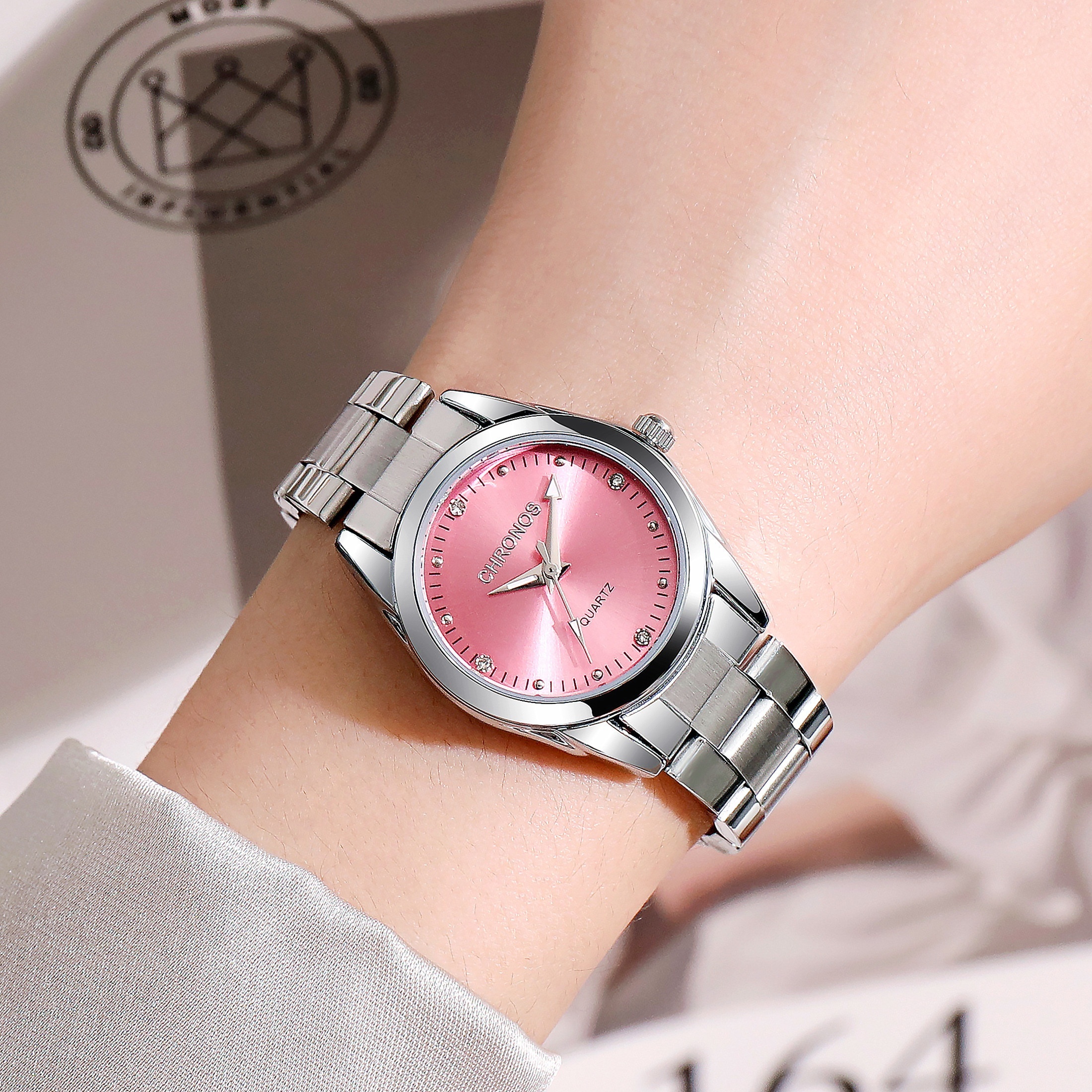 女性の腕時計高級ステンレス鋼クォーツ時計カジュアルファッションアナログビジネス腕時計 - Temu Japan