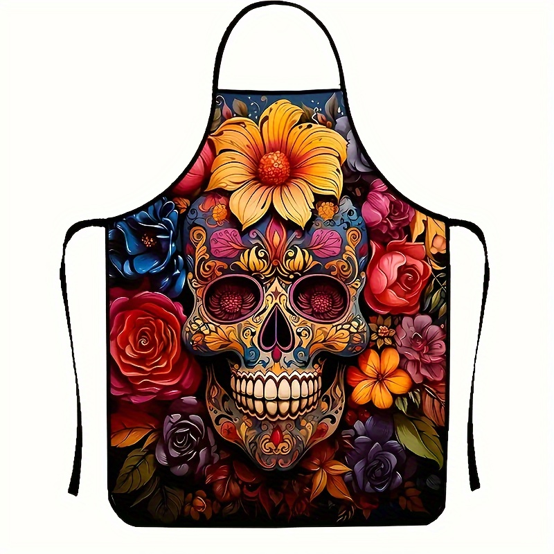 1pc Colorful Print Kitchen Apron - Sleeveless, Apron