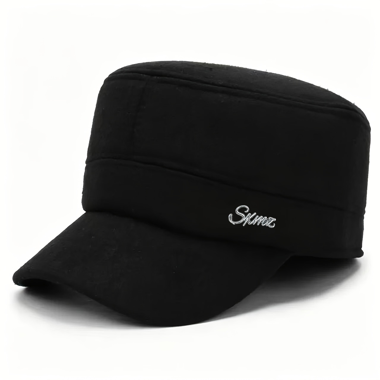 TEMU 1pc Autumn Winter Western Men's Middle-aged Thick Flat Top Hat, With Removable Warm Ear Protection. Suitable For Outdoor Snow, Street Walking,