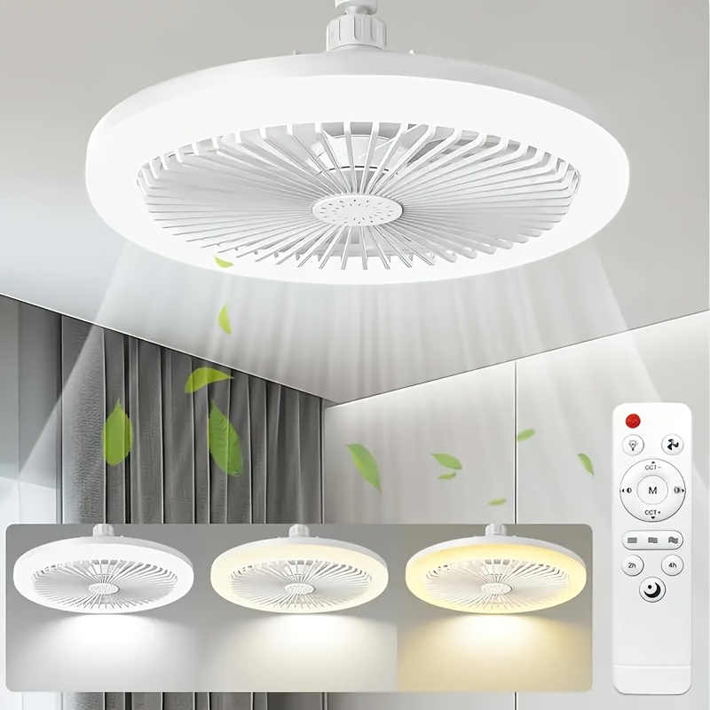 TEMU Mini ventilateurs de plafond avec lumières et télécommande 9,4 pouces, ventilateur de plafond à douille fermée pour garage, cuisine, placard,