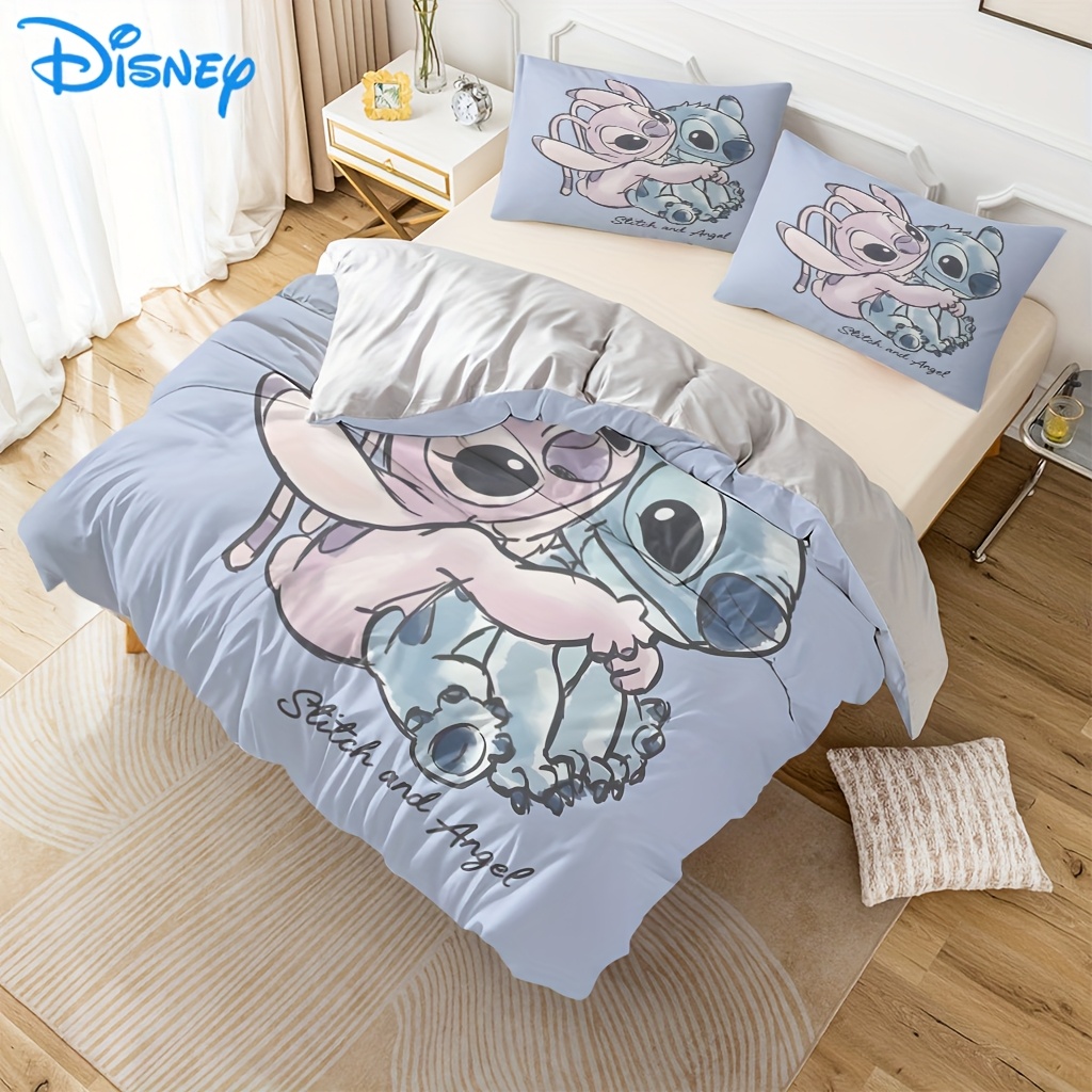 

Valentine's Day 3pcs Bedding Set Stitch Cartoon Includes 1 Duvet Cover And 2 Pillowcases Super For Bedroom Gift Multi Size All Home Decor