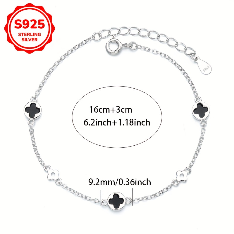 One Piece S925 Silver Lucky Clover Natural Agate Bracelet
