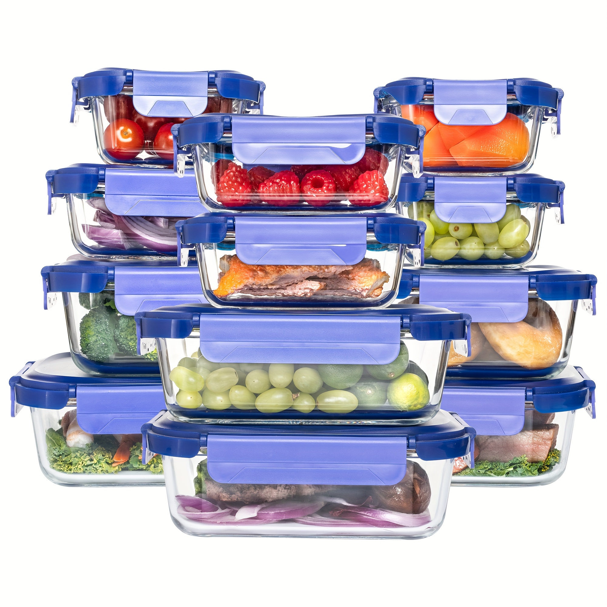 

[10/12-pack] Glass Meal Prep Containers Set, Food Storage Containers With Airtight , Glass Lunch Boxes For Home Kitchen