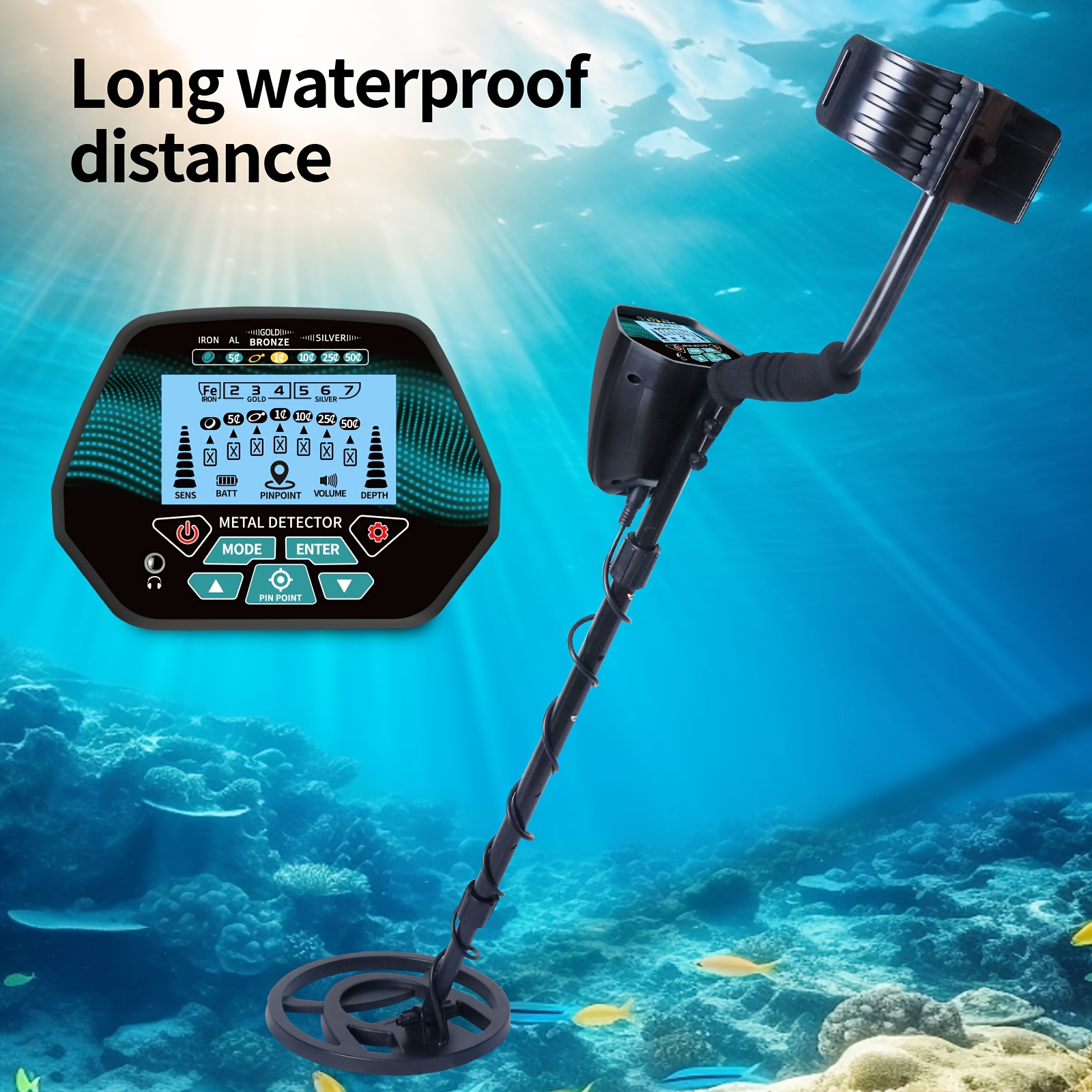 1pc GT3028 High Sensitivity Waterproof Metal Detector Can Detect 18cm/7inch  Deep Coin Size Objects Working Frequency 6.6±0.2 Khz Beach Treasure Finder
