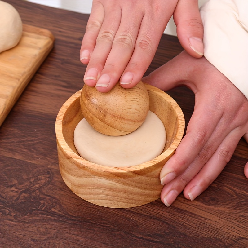 

Handcrafted Wooden Dumpling Press Mold, Round Shape, No Electricity Needed, Ideal For Christmas, Halloween, Easter, Hanukkah, Thanksgiving - Home Kitchen Tool For Wrapping Dumpling Skins, Capacity <1l