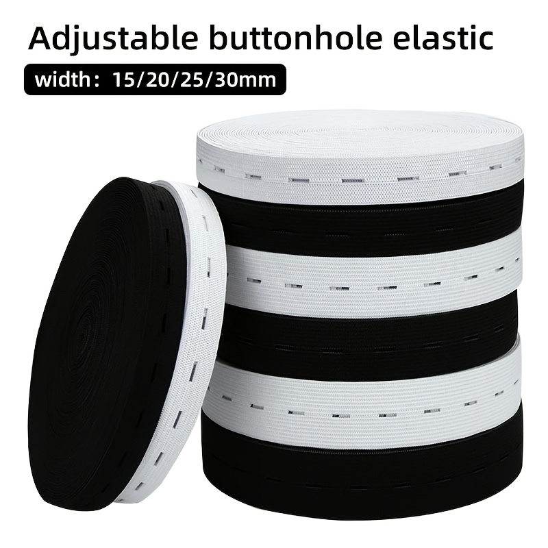 

Adjustable Band With Holes - 5m Roll, White/black, Sizes 15/20/25/30mm Wide - Nylon Webbing For Diy Crafts & Sewing Projects