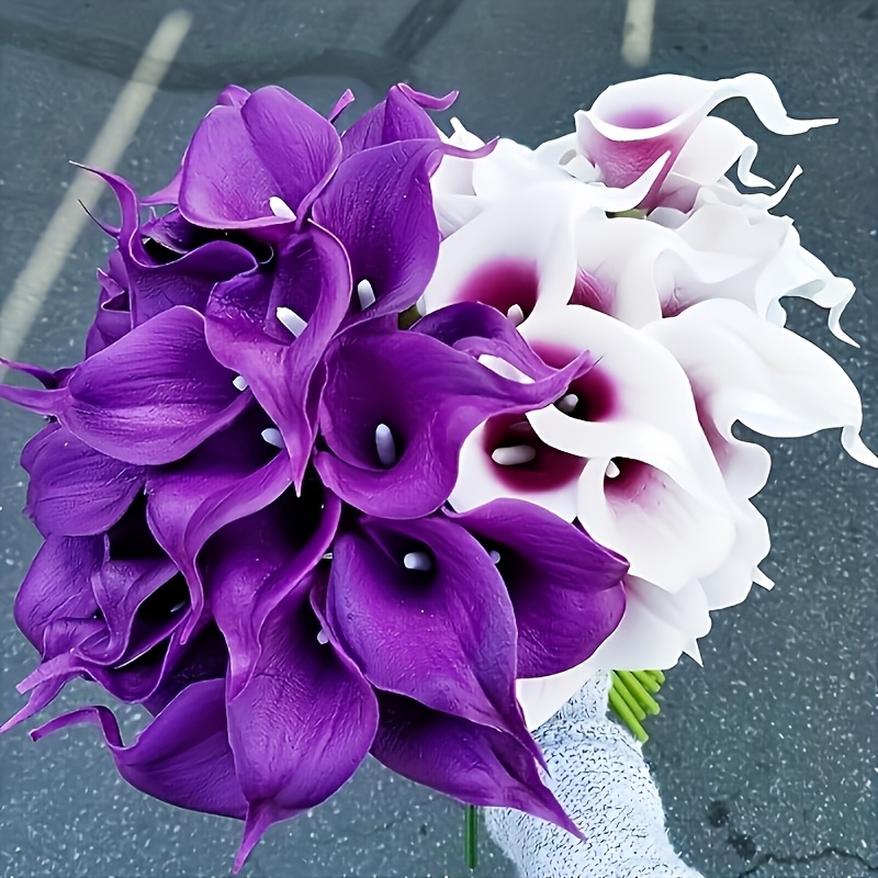 

12pcs Purple Artificial Lily For Lotus - Real Touch For Home Decor, Wedding Bouquets & Party Celebrations, For Lotus Lotus, Home Decoration, Thanksgiving