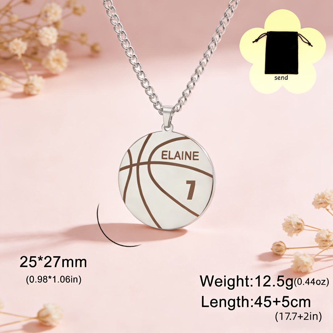 TEMU Collar con colgante de baloncesto personalizado, 1 pieza - /Número//Texto personalizado, adecuado para , regalos deportivos, joyería con número
