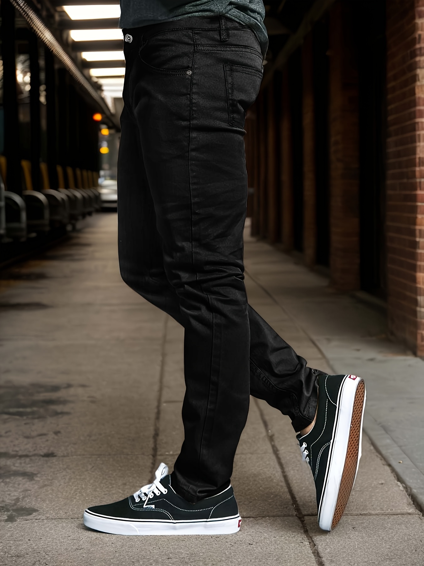 jean skinny noir tendance homme denim extensible confort Temu