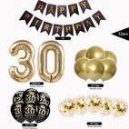 30. urodziny dekoracje mieszane koloru, 32in emulsja balony czarno złote, banner na urodziny, do dekoracji 30. urodzin