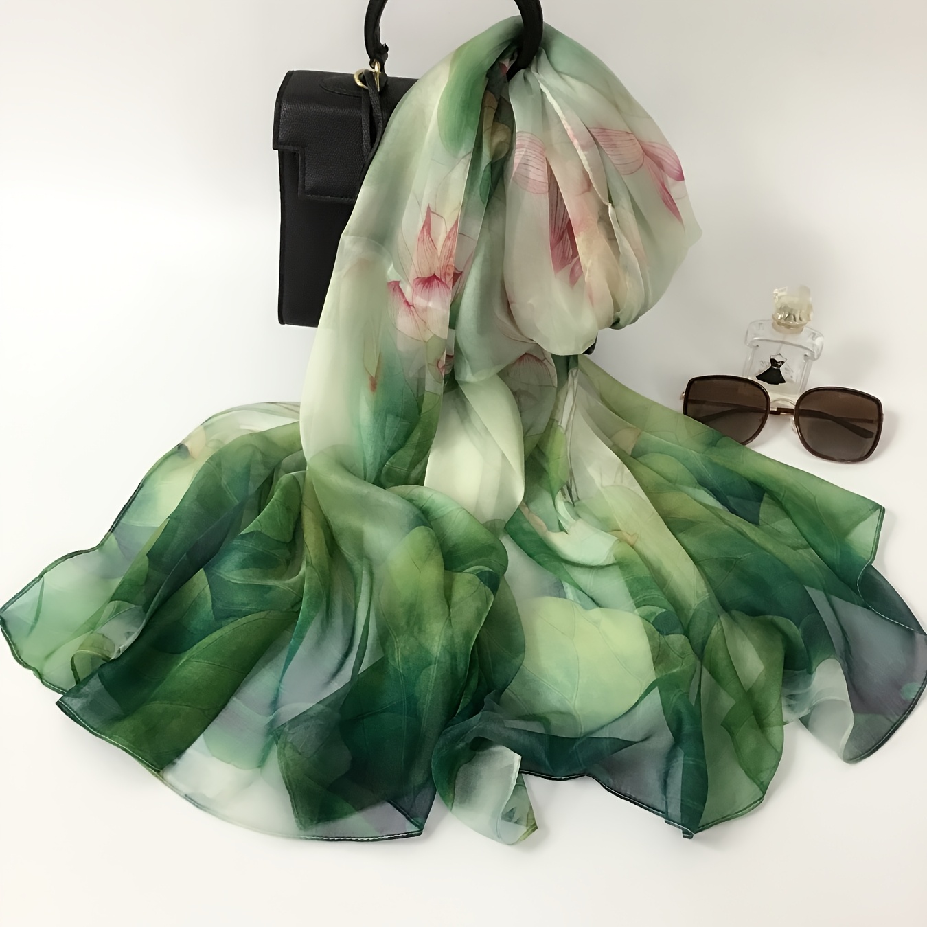 

A Chinese Vintage Gradient Floral Pattern Silk Scarf For Women, Made From . Wear, Sun Protection When , And Has , Making It A Suitable Gift For Holidays.