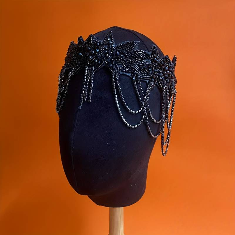 Coiffe Tête Style Années 20 Great Gatsby En Strass - Chaîne De Tête Dorée Avec Gouttes, Pour Mariée, Cosplay, Fête