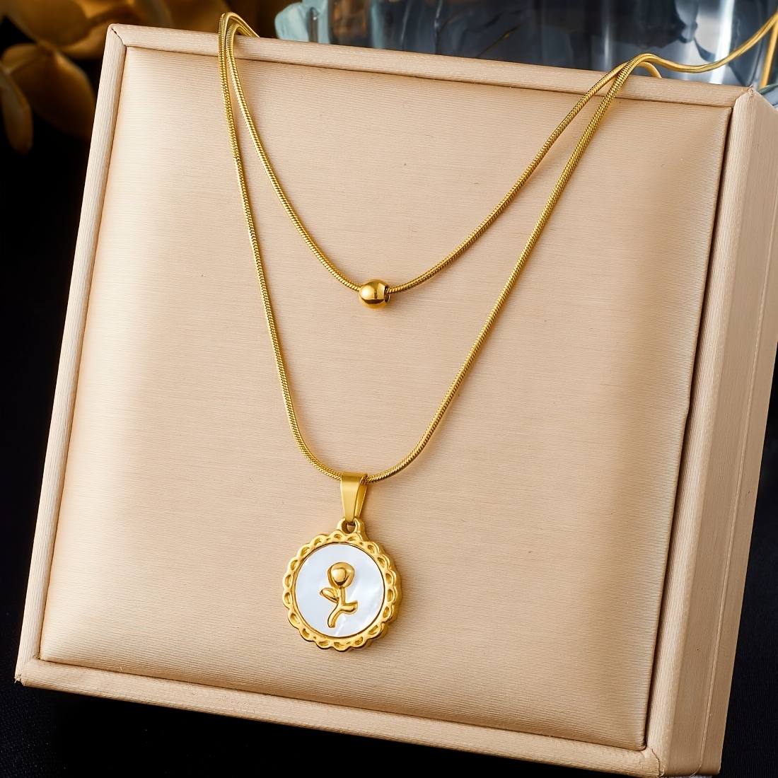Vintage Gold-Plated Butterfly & Flower Stackable Necklace